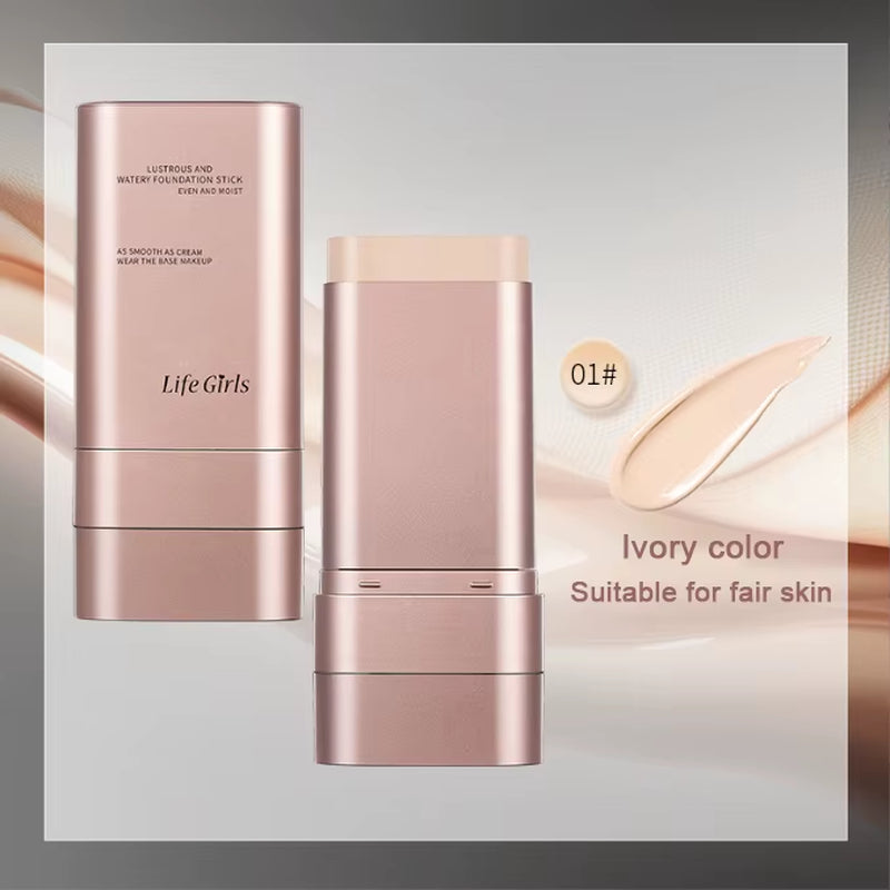 Watery Double-Headed Foundation Stick with Brush, Natural Long-Lasting Flawless Makeup for Facial Concealer Cosmetics