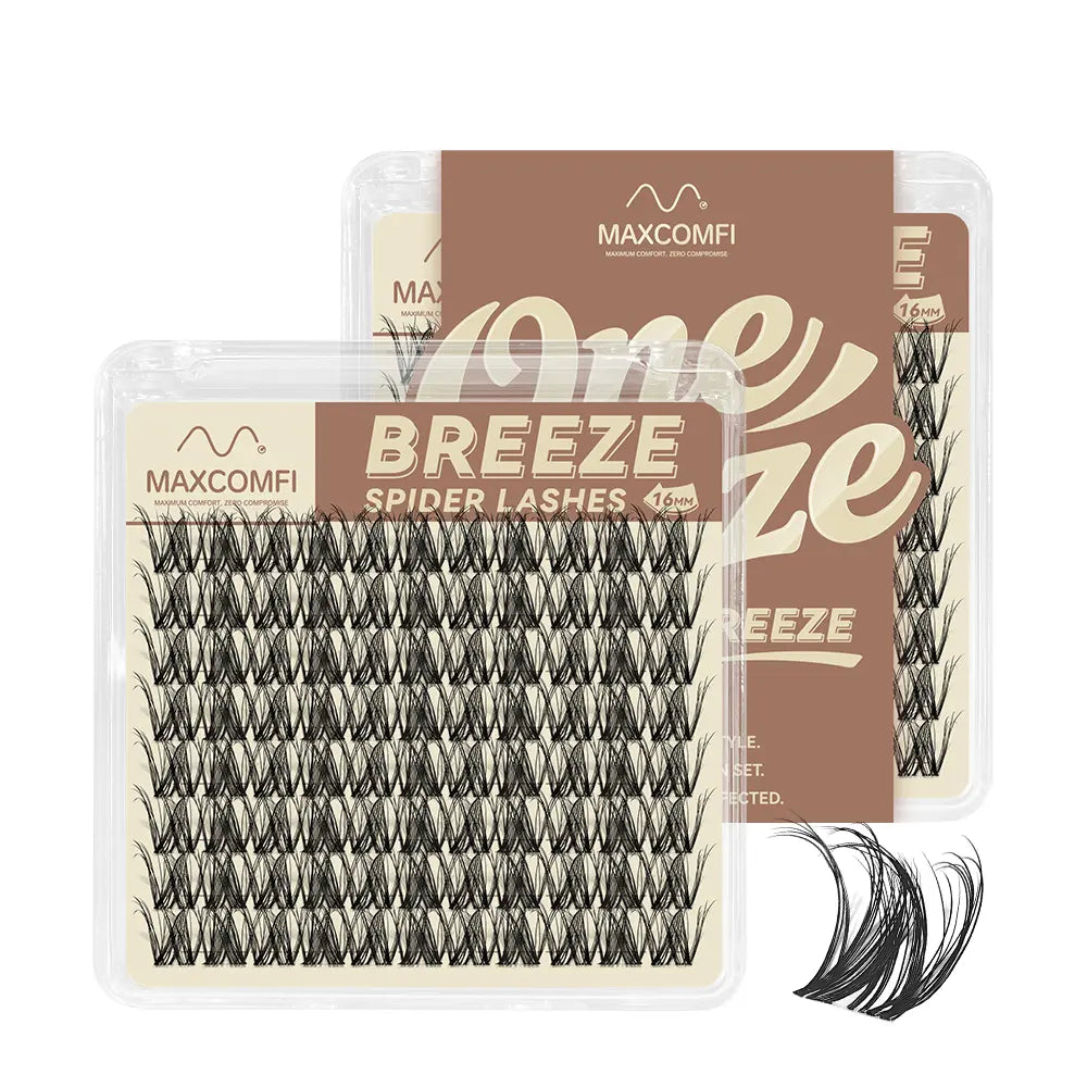 Maxcomfi Spider Cluster Lashes - DD Curl, Smudge-Proof Waterproof, Super Soft Thin Band, Beginner-Friendly DIY Design for Natural Daily Glowup & Voluminous Look Makeup Cosmetic Summervibes