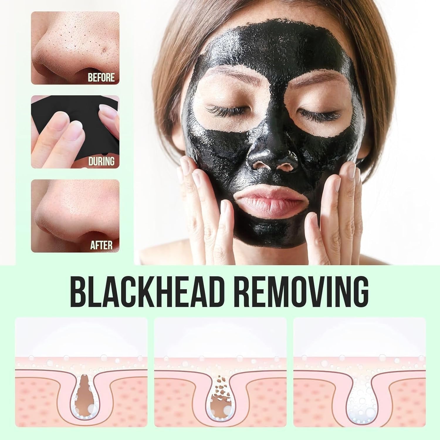 Blackhead Remover - Charcoal Peel off Facial Mask, Nose Blackhead Remover Mask, Pore Remover, Deep Cleansing Blackhead Pores Acne for All Skin Types (Brown)