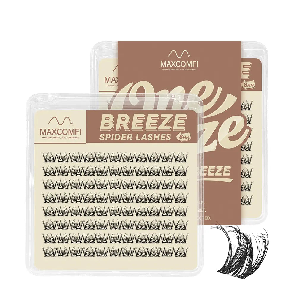 Maxcomfi Spider Cluster Lashes - DD Curl, Smudge-Proof Waterproof, Super Soft Thin Band, Beginner-Friendly DIY Design for Natural Daily Glowup & Voluminous Look Makeup Cosmetic Summervibes