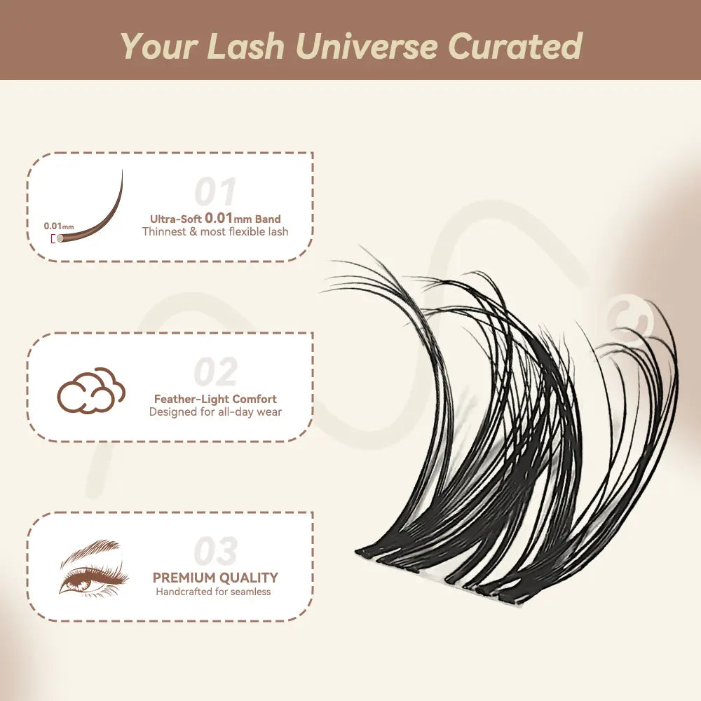 Maxcomfi Spider Cluster Lashes - DD Curl, Smudge-Proof Waterproof, Super Soft Thin Band, Beginner-Friendly DIY Design for Natural Daily Glowup & Voluminous Look Makeup Cosmetic Summervibes