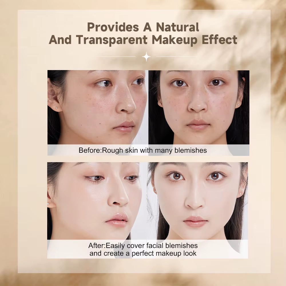 Watery Double-Headed Foundation Stick with Brush, Natural Long-Lasting Flawless Makeup for Facial Concealer Cosmetics