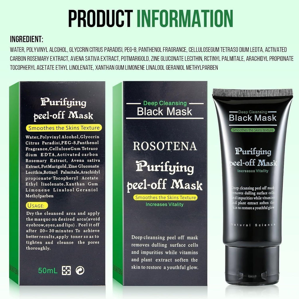 Blackhead Remover - Charcoal Peel off Facial Mask, Nose Blackhead Remover Mask, Pore Remover, Deep Cleansing Blackhead Pores Acne for All Skin Types (Brown)