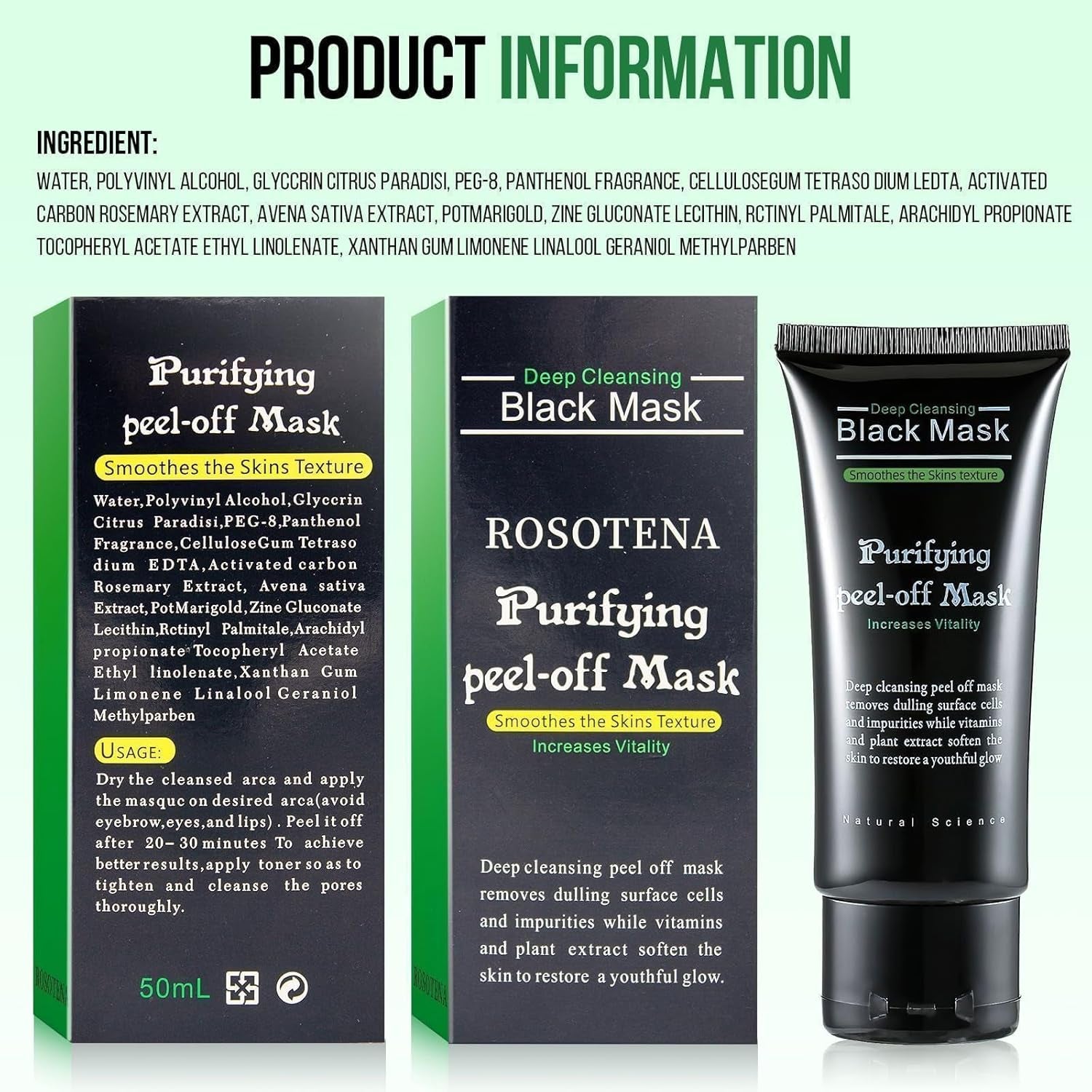 Blackhead Remover - Charcoal Peel off Facial Mask, Nose Blackhead Remover Mask, Pore Remover, Deep Cleansing Blackhead Pores Acne for All Skin Types (Brown)