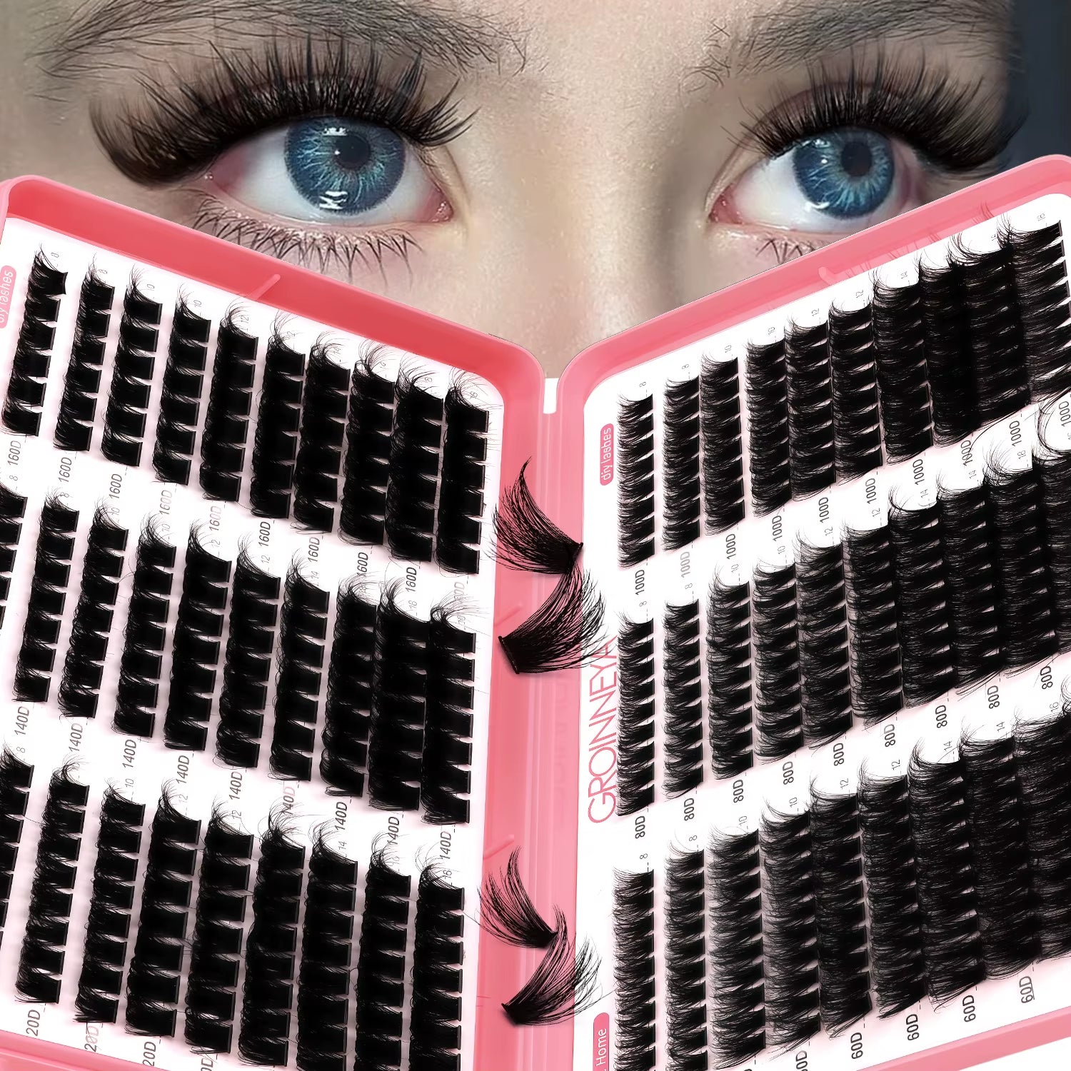 Lashes Cluster DIY Lash Extension Mixed Tray Clusters Eyelashes Fluffy Volume Individual Lashes Cat Eye Lash Extension