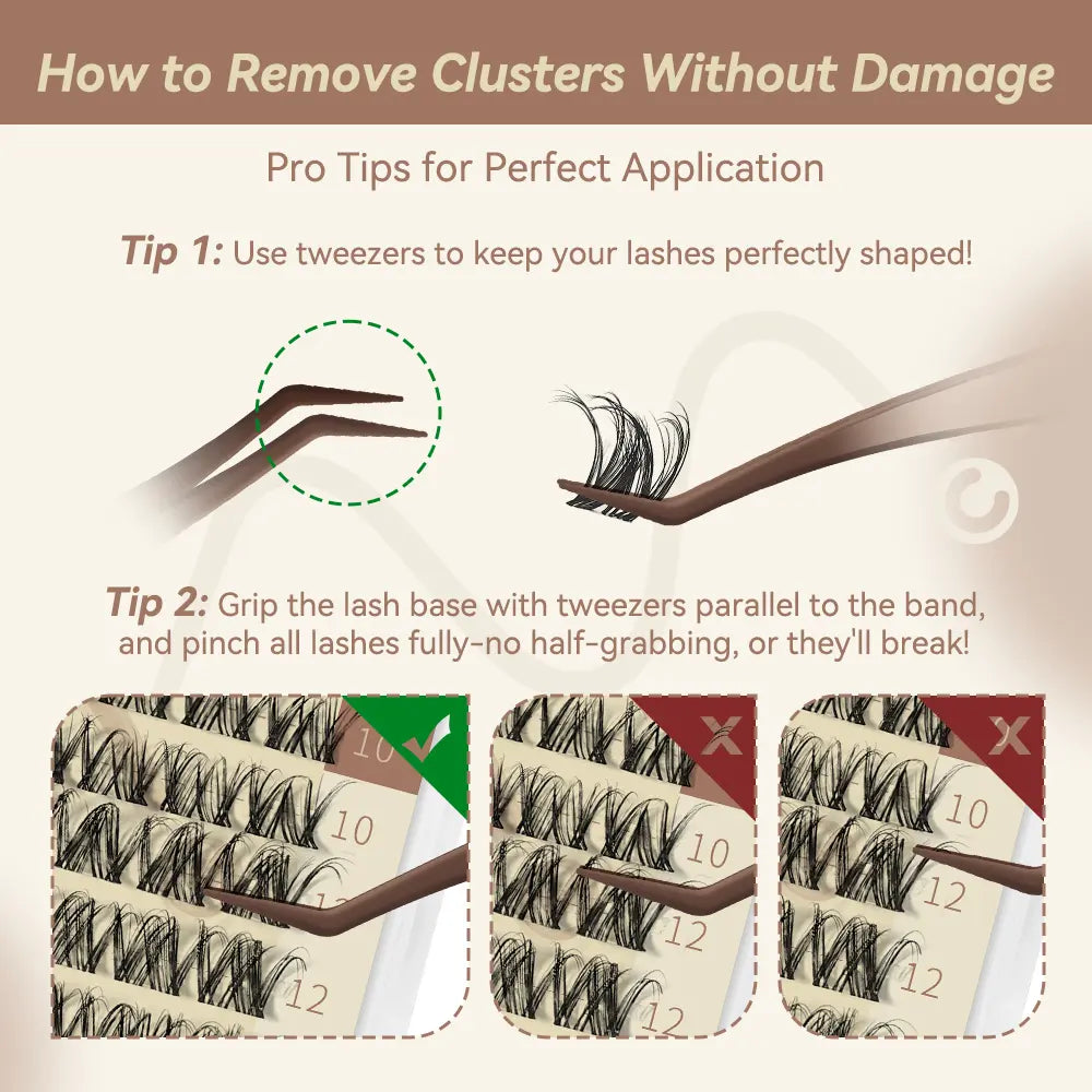 Maxcomfi Spider Cluster Lashes - DD Curl, Smudge-Proof Waterproof, Super Soft Thin Band, Beginner-Friendly DIY Design for Natural Daily Glowup & Voluminous Look Makeup Cosmetic Summervibes