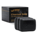 Natural Charcoal Soap Bar Set - 3 Pack for Deep Cleansing Body & Face