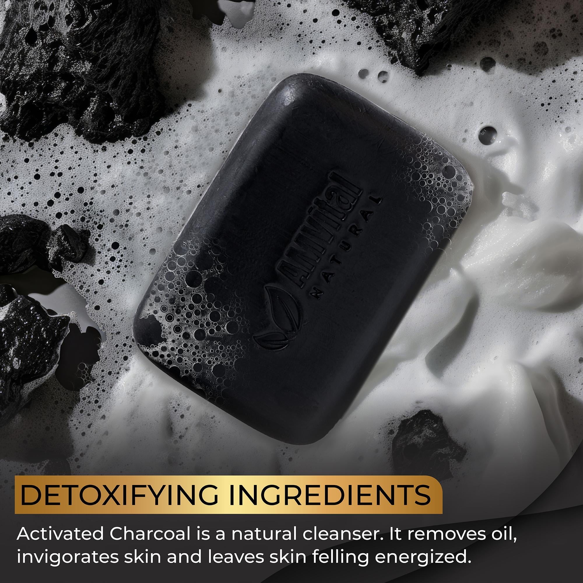 Natural Charcoal Soap Bar Set - 3 Pack for Deep Cleansing Body & Face