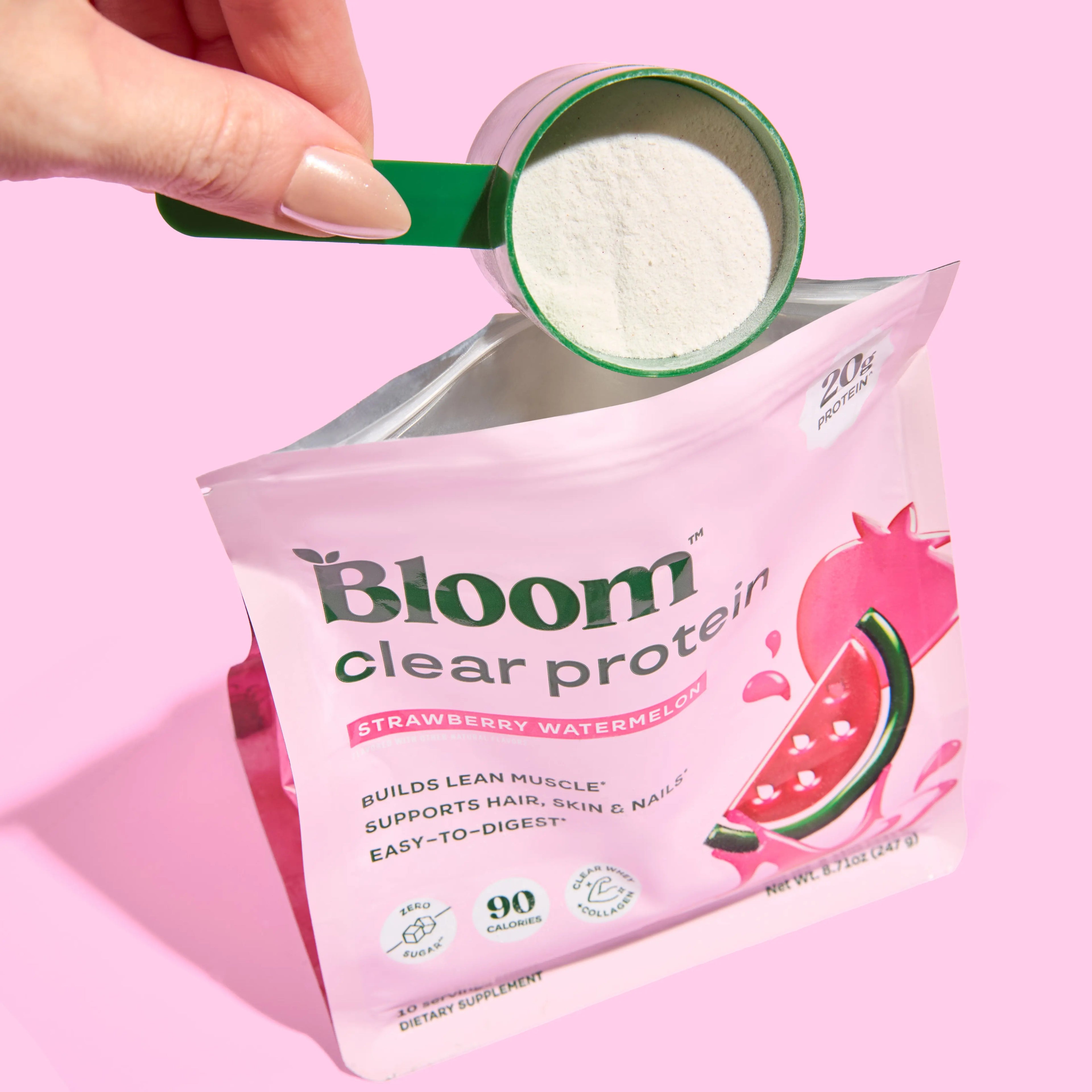 Bloom Nutrition Clear Protein - Clear Whey + Collagen Protein Blend | 20G Protein, 90 Calories, 0G Sugar, Light & Refreshing Fruity Drink | Protein for Women