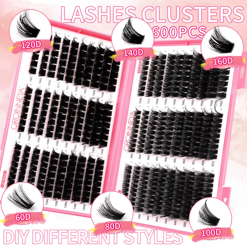 Lashes Cluster DIY Lash Extension Mixed Tray Clusters Eyelashes Fluffy Volume Individual Lashes Cat Eye Lash Extension
