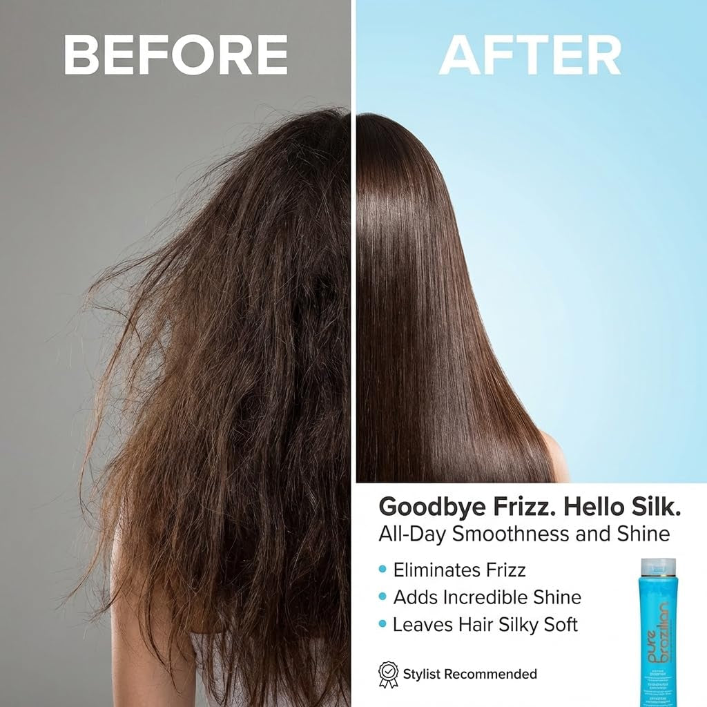 Anti-Frizz Daily Shampoo, Salt-Free, Color Safe, with Keratin, Argan Oil & Acai for Prolonged Treatment & Smooth Hair, 13.5 Oz
