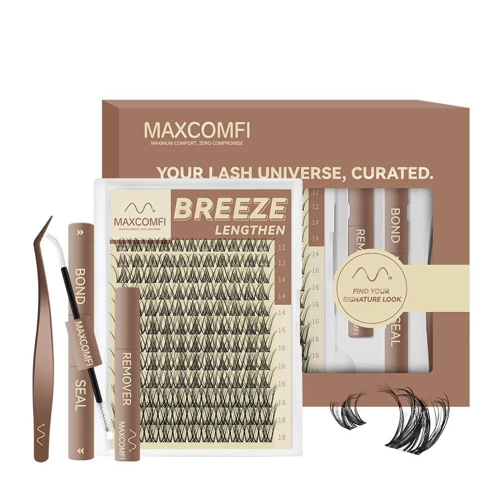 Maxcomfi Spider Cluster Lashes - DD Curl, Smudge-Proof Waterproof, Super Soft Thin Band, Beginner-Friendly DIY Design for Natural Daily Glowup & Voluminous Look Makeup Cosmetic Summervibes