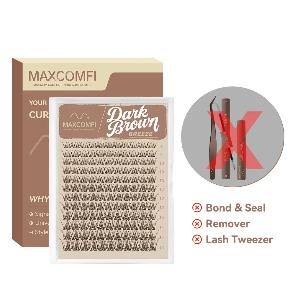Maxcomfi Spider Cluster Lashes - DD Curl, Smudge-Proof Waterproof, Super Soft Thin Band, Beginner-Friendly DIY Design for Natural Daily Glowup & Voluminous Look Makeup Cosmetic Summervibes