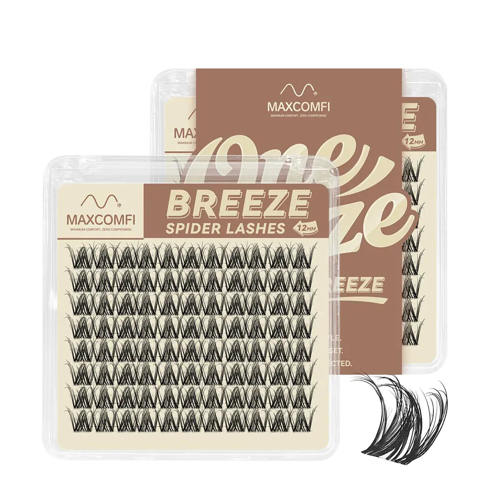 Maxcomfi Spider Cluster Lashes - DD Curl, Smudge-Proof Waterproof, Super Soft Thin Band, Beginner-Friendly DIY Design for Natural Daily Glowup & Voluminous Look Makeup Cosmetic Summervibes
