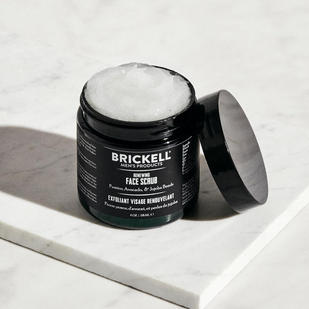 Brickell Men'S Daily Advanced Face Care Routine II, Activated Charcoal Facial Cleanser, Face Scrub, Facial Moisturizer Lotion, with Activated Charcoal, Hyaluronic Acid, and Aloe, Scented