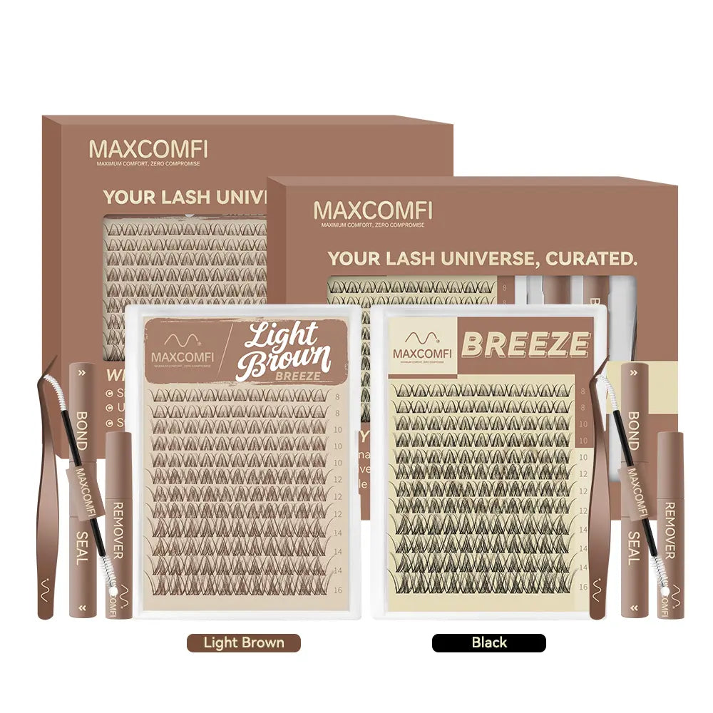 Maxcomfi Spider Cluster Lashes - DD Curl, Smudge-Proof Waterproof, Super Soft Thin Band, Beginner-Friendly DIY Design for Natural Daily Glowup & Voluminous Look Makeup Cosmetic Summervibes