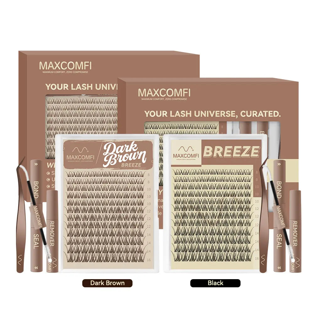 Maxcomfi Spider Cluster Lashes - DD Curl, Smudge-Proof Waterproof, Super Soft Thin Band, Beginner-Friendly DIY Design for Natural Daily Glowup & Voluminous Look Makeup Cosmetic Summervibes