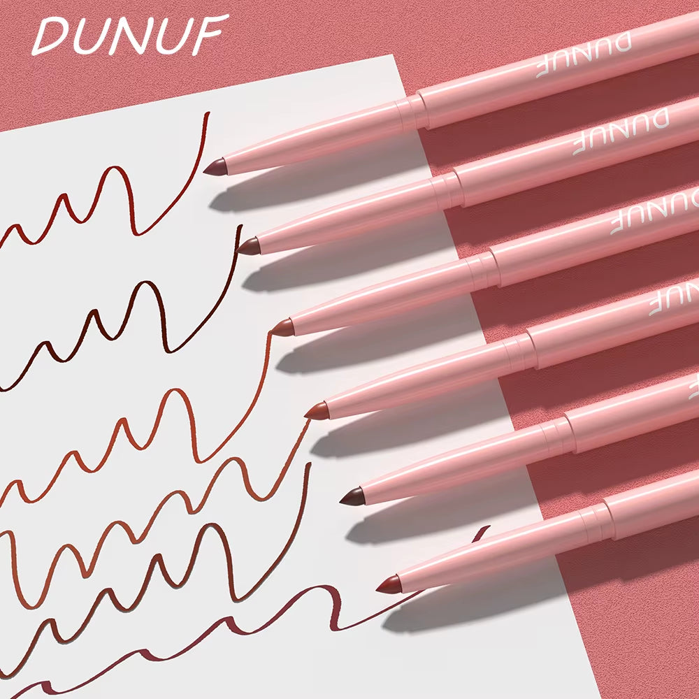 6Pcs Lip Liner Pen Set Long-Lasting, Waterproof Sweatproof, Easy Coloring Non-Fading Color Rendering Lip Gloss Set Beauty Makeup