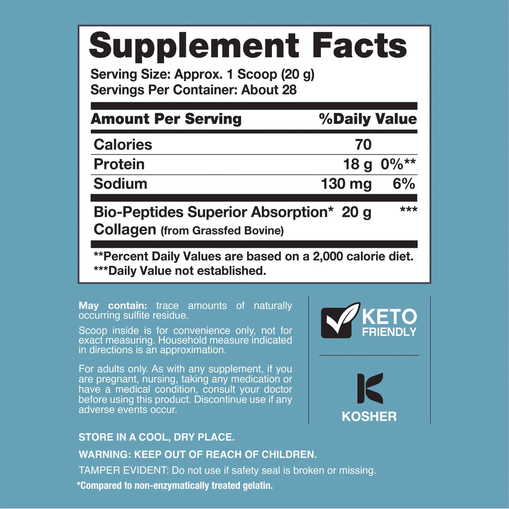 Neocell Collagen Peptides Powder 20Oz - Grassfed Protein Supplement - Advanced with 18 Essential Amino Acids