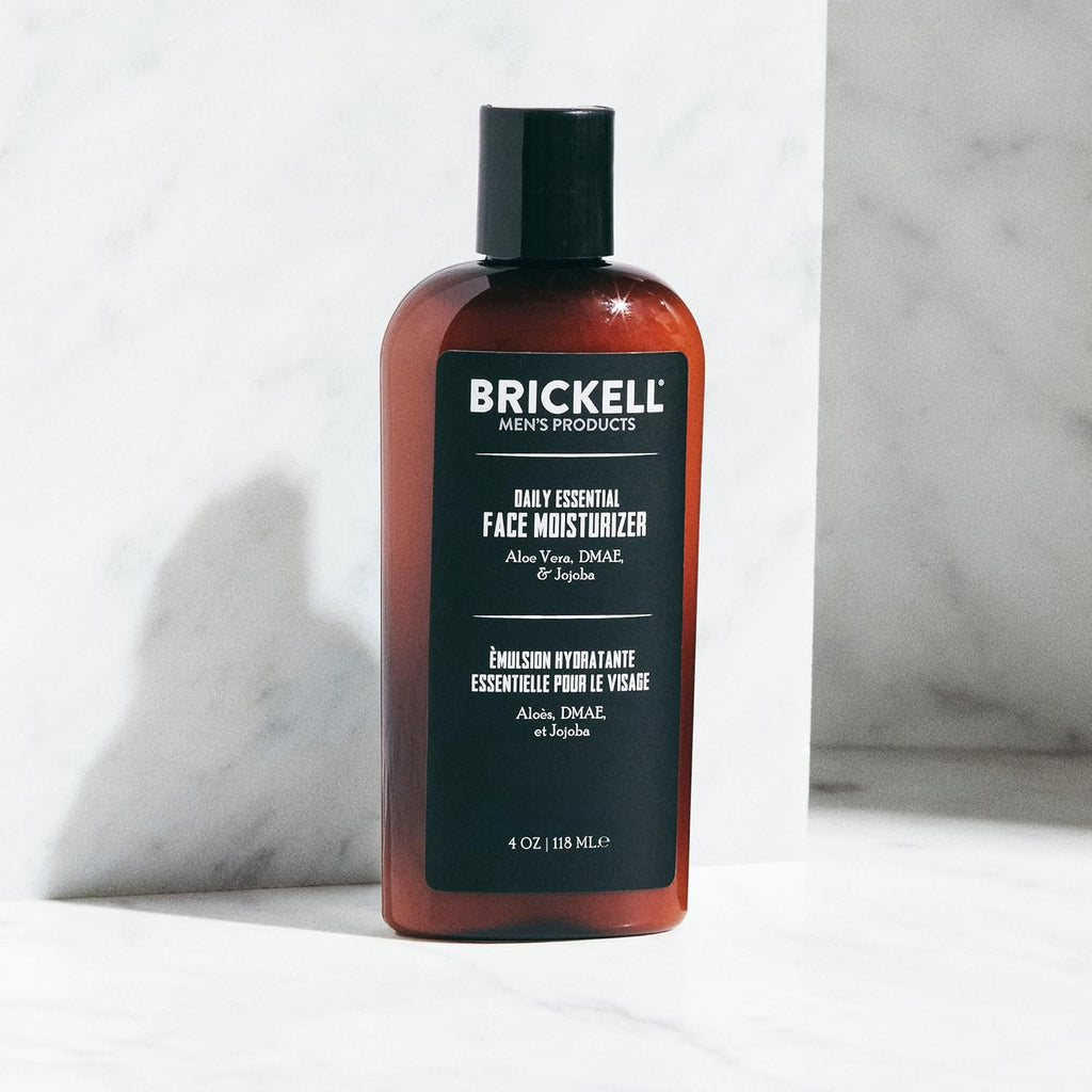 Brickell Men'S Daily Advanced Face Care Routine II, Activated Charcoal Facial Cleanser, Face Scrub, Facial Moisturizer Lotion, with Activated Charcoal, Hyaluronic Acid, and Aloe, Scented