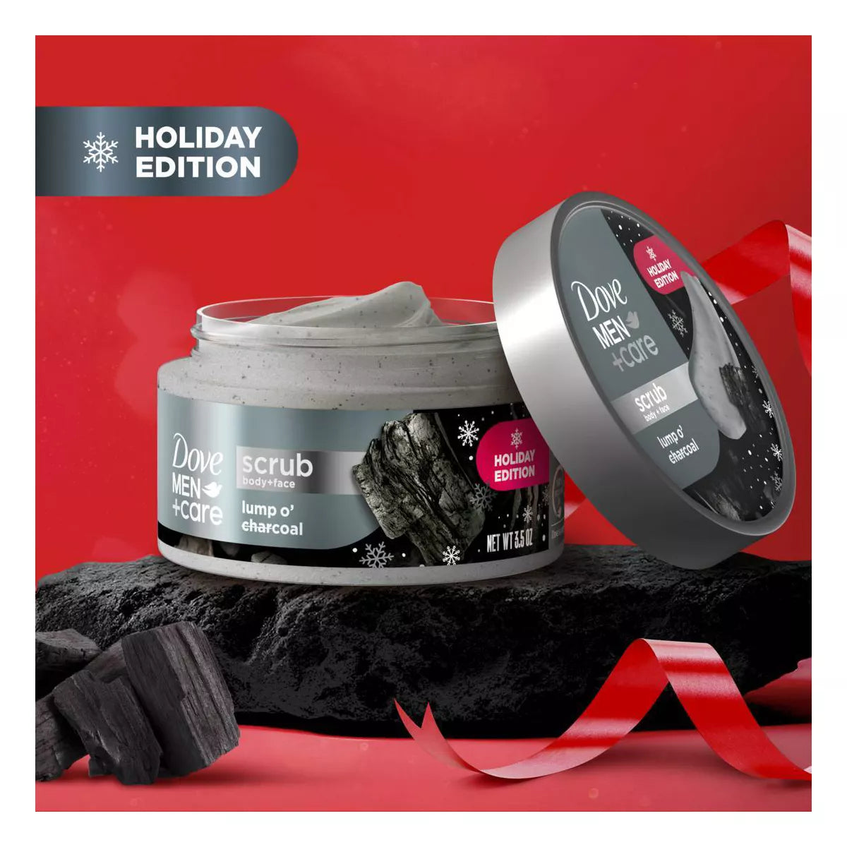 Dove Men+Care Limited Edition Body & Face Scrub - Lump O' Charcoal - 3.5Oz: Moisturizing, Exfoliating, Clove Scent, Normal & Dry Skin