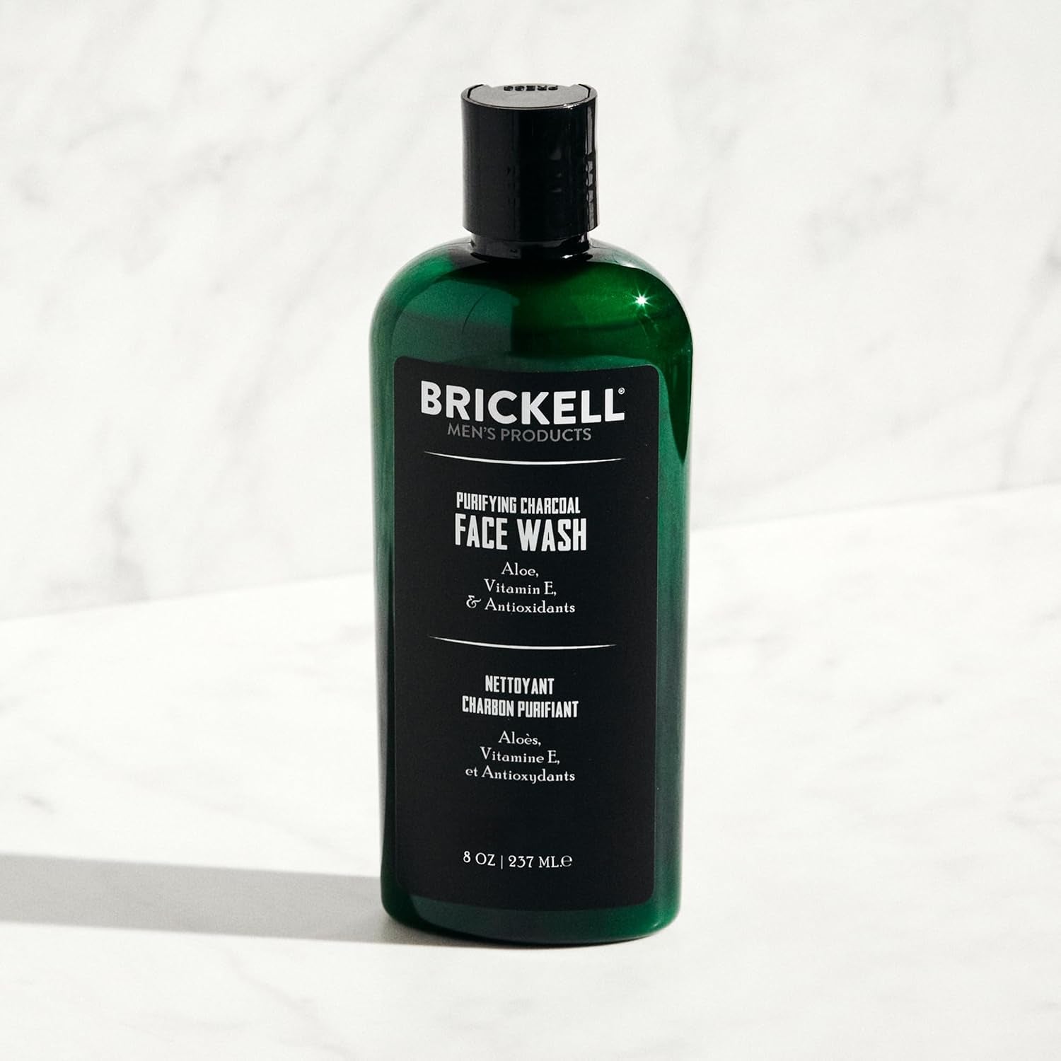 Brickell Men'S Daily Advanced Face Care Routine II, Activated Charcoal Facial Cleanser, Face Scrub, Facial Moisturizer Lotion, with Activated Charcoal, Hyaluronic Acid, and Aloe, Scented