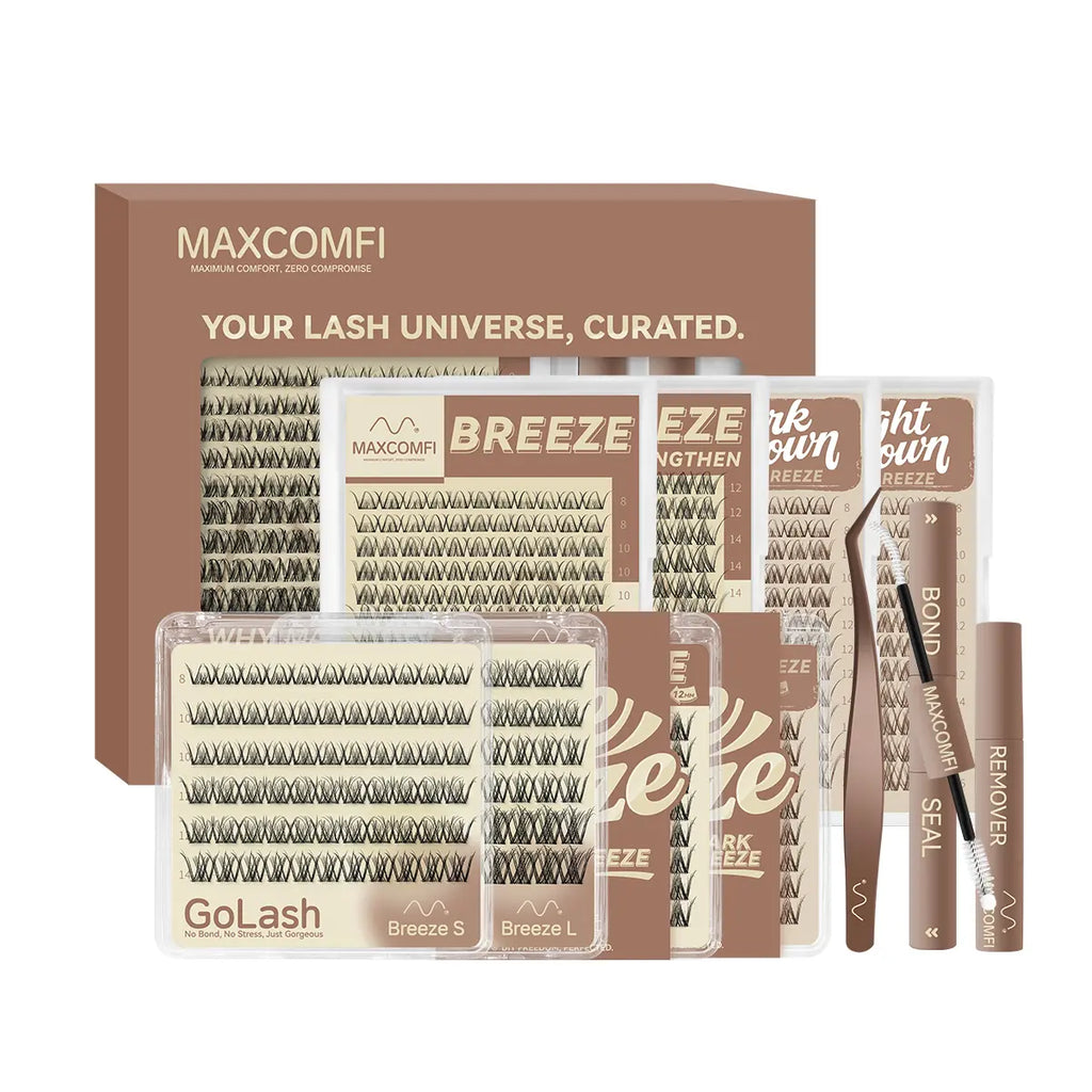 Maxcomfi Spider Cluster Lashes - DD Curl, Smudge-Proof Waterproof, Super Soft Thin Band, Beginner-Friendly DIY Design for Natural Daily Glowup & Voluminous Look Makeup Cosmetic Summervibes