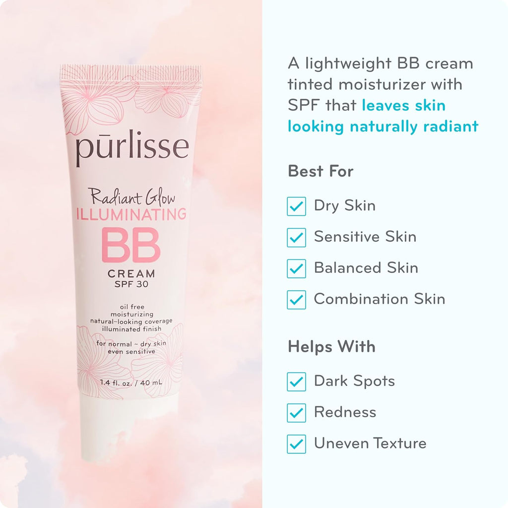 Radiant Glow Illuminating BB Cream with SPF 30 - Glow BB Cream Enriched with Goji & Hawthorn Berry for Dewy Skin - Helps to Improve Skin Texture & Radiance - Fair (1.4 Oz)