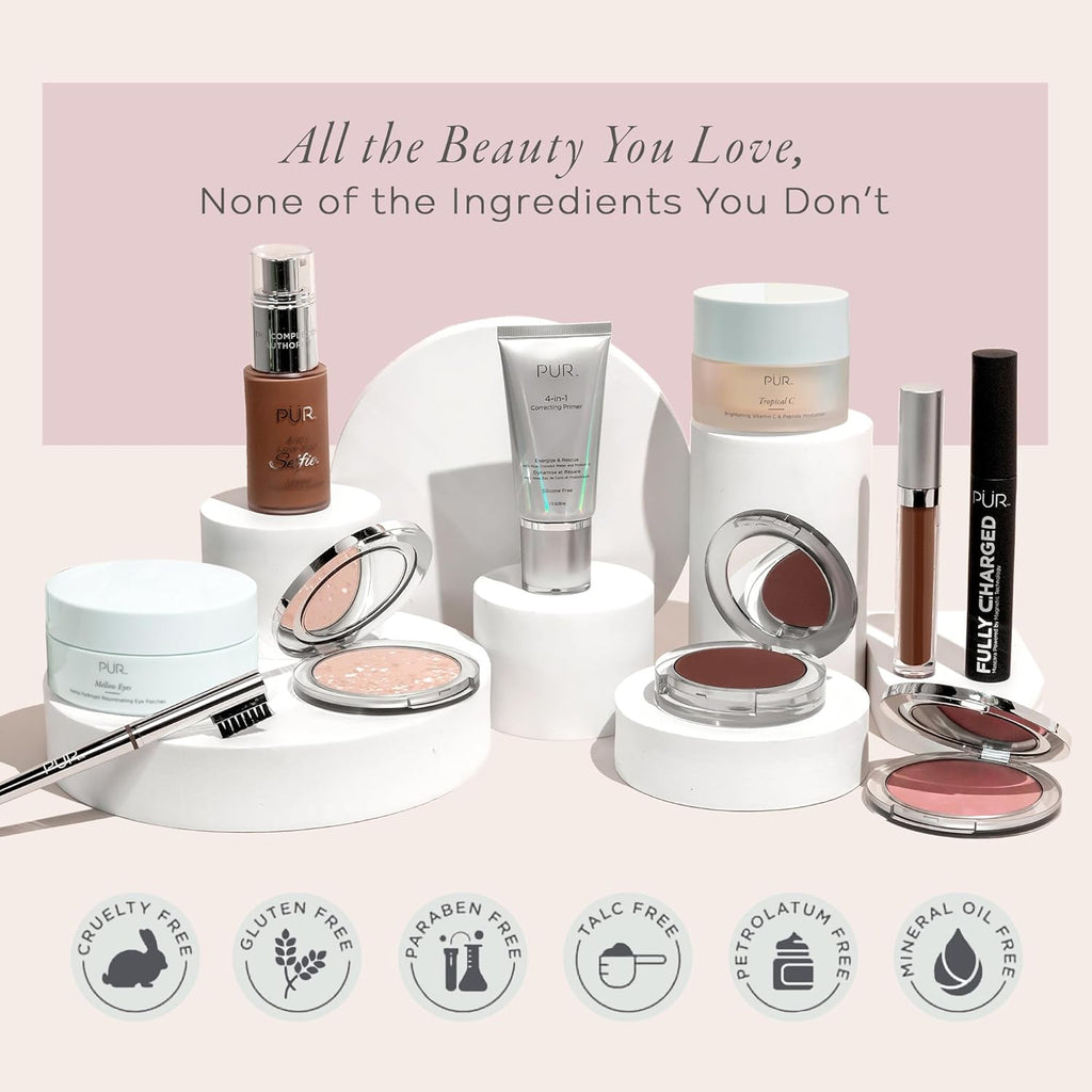 PÜR MINERALS 4-In-1 Love Your Selfie Foundation & Concealer - Longwear Medium-To-Full Coverage Liquid Makeup Foundation with Hydrating Blend for Refined-Looking, Natural Beauty Glow & Skin Texture