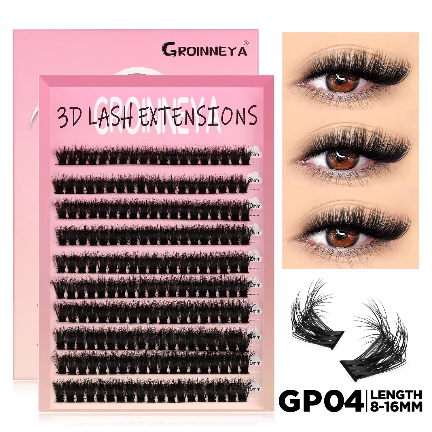 Lashes Cluster DIY Lash Extension Mixed Tray Clusters Eyelashes Fluffy Volume Individual Lashes Cat Eye Lash Extension
