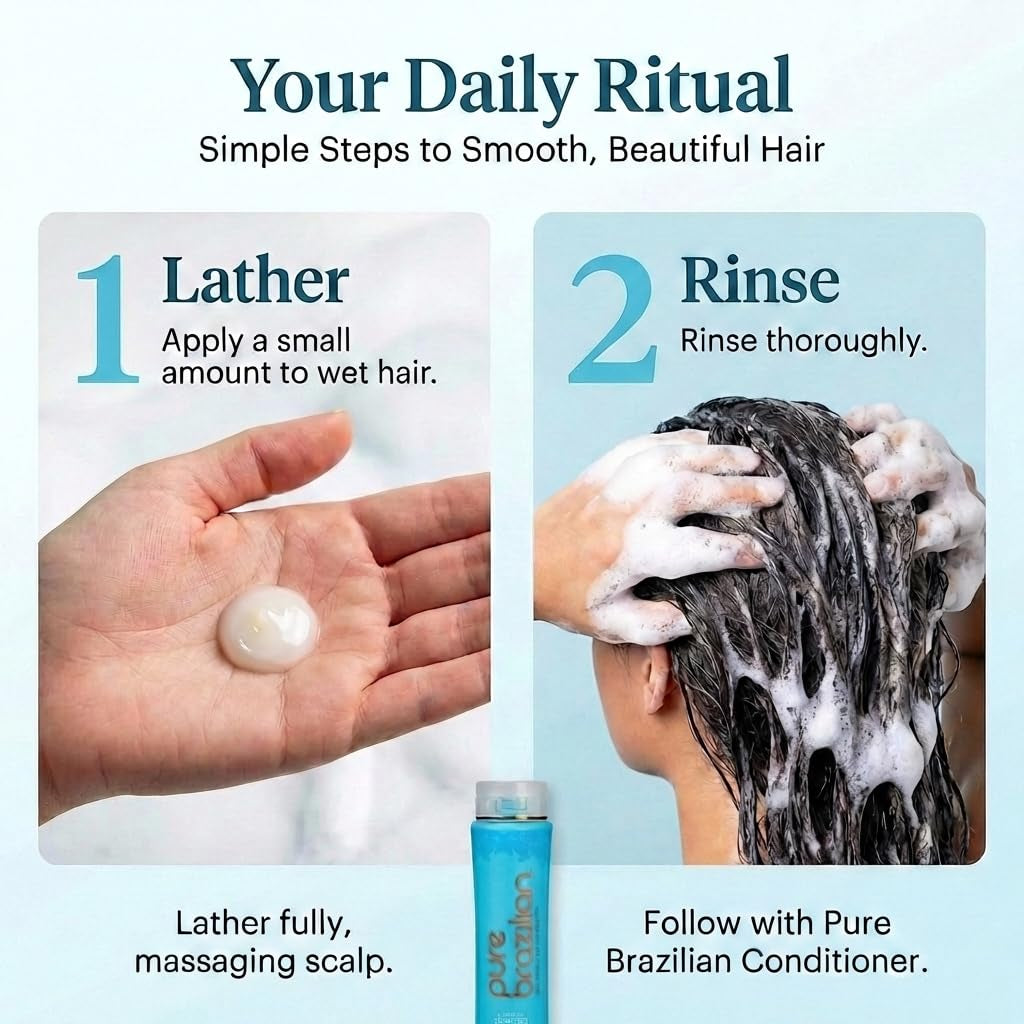 Anti-Frizz Daily Shampoo, Salt-Free, Color Safe, with Keratin, Argan Oil & Acai for Prolonged Treatment & Smooth Hair, 13.5 Oz